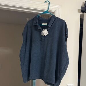 We the Free blue collar shirt